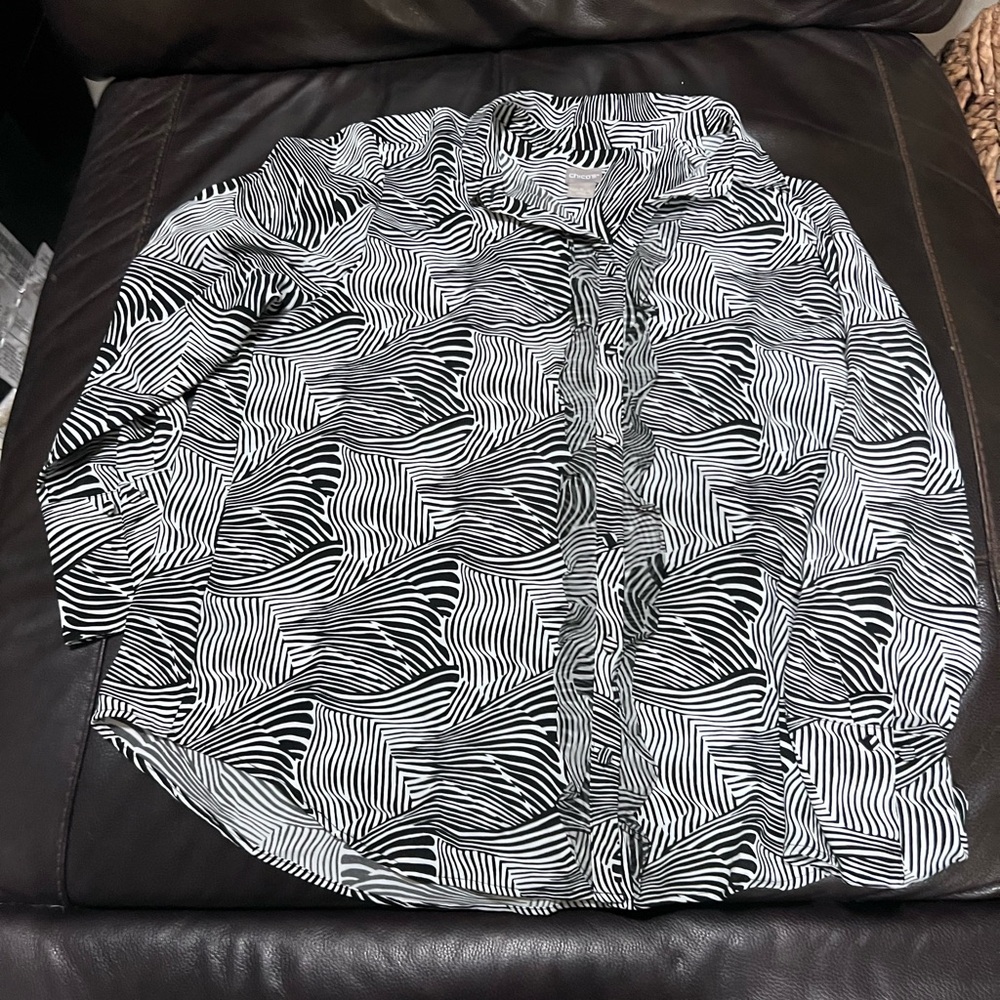 Chico's Zebra Print Black and White Top size 3